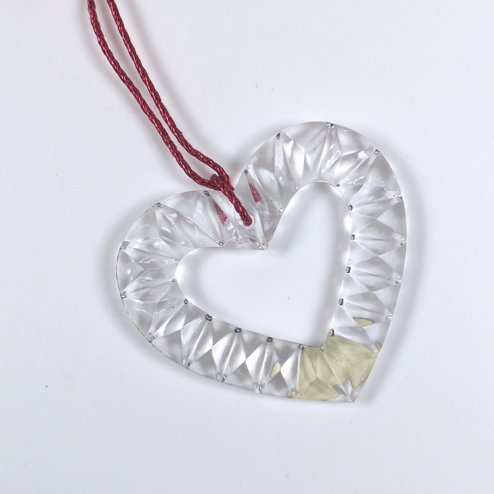 Gorham Crystal Heart Ornament Clear Faceted Christmas West Germany
